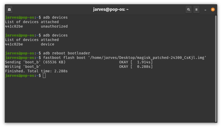 fastboot flash boot magisk patched boot.img